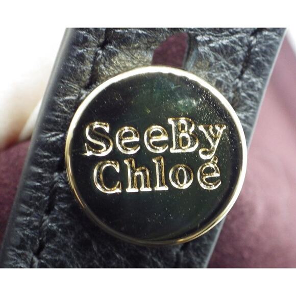 See by Chloé Suede Leather Tote Bag Colorblock Burgundy Fall COA - Picture 8 of 13